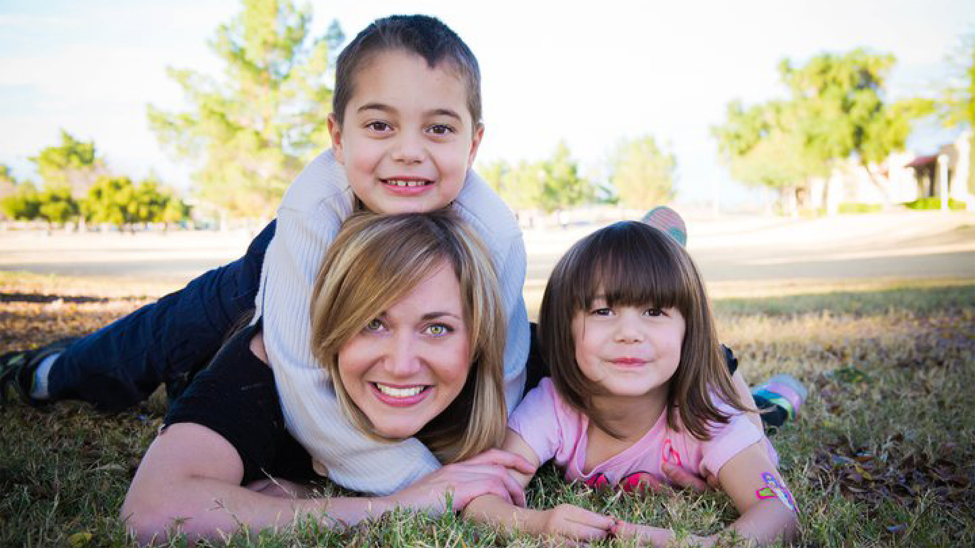 Mom with young son and daughter