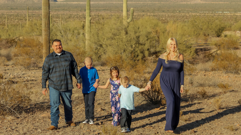 parents and three young children